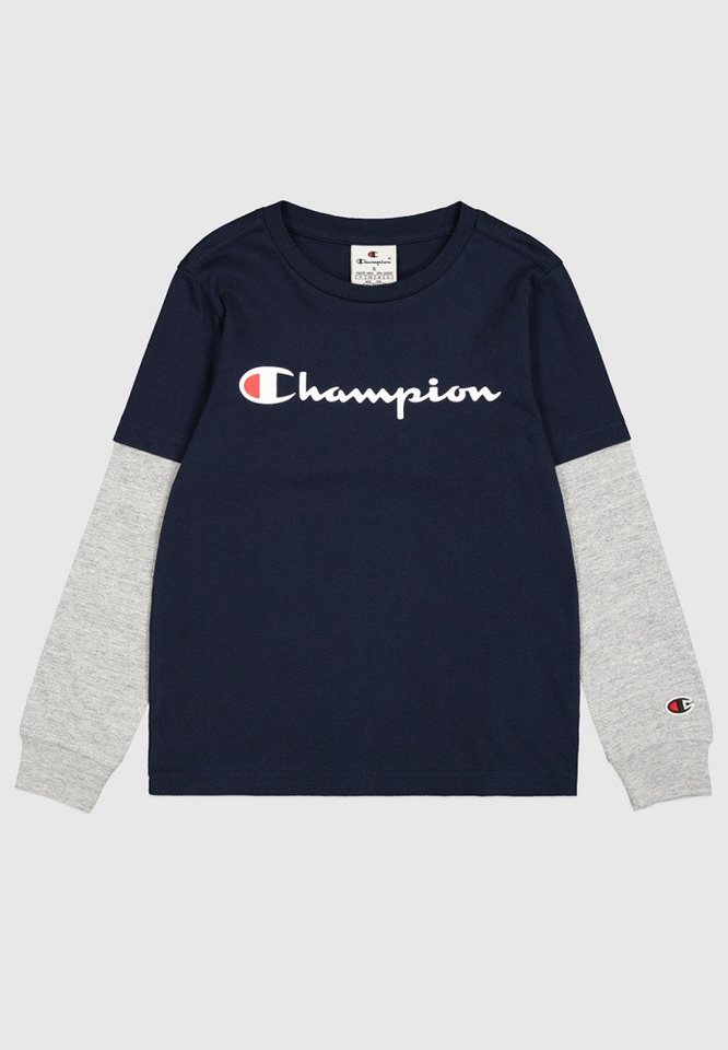 Champion Langarmshirt Champion Jungen Basic Langarmshirt 2 Farbig mit großem Logo 306881 dun von Champion