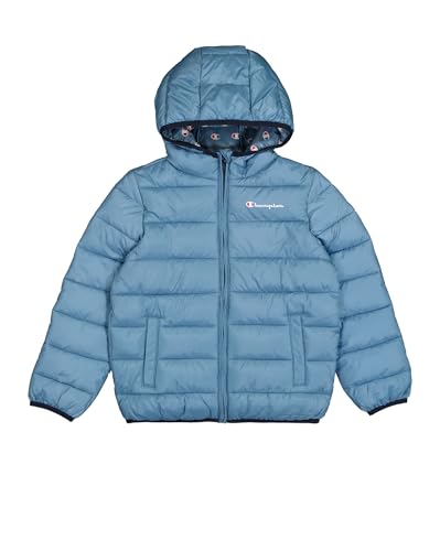 Champion Legacy Outdoor B (306868) – WR Light Cirè 40gr Small Script Logo Kapuzenjacke, Türkisblau (CBU), 5–6 Jahre (XS), Unisex – Kinder FW24 von Champion