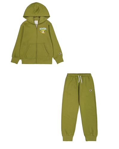 Champion Legacy Play With Graphics B (306913) – Ultraleichtes, weiches, kompaktes Powerblend-Fleece-Kapuzenpullover, grün (GNUM), 3–4 Jahre (XXS), Baby HW24 von Champion