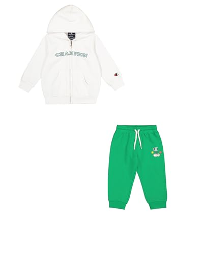 Champion Legacy Play With Graphics TD (306915) – Ultraleichter Powerblend-Fleece-Kapuzenanzug, mehrfarbiges Weiß/Hellgrün (WHT/CGL), 6 Monate (68), Jungen FW24 von Champion