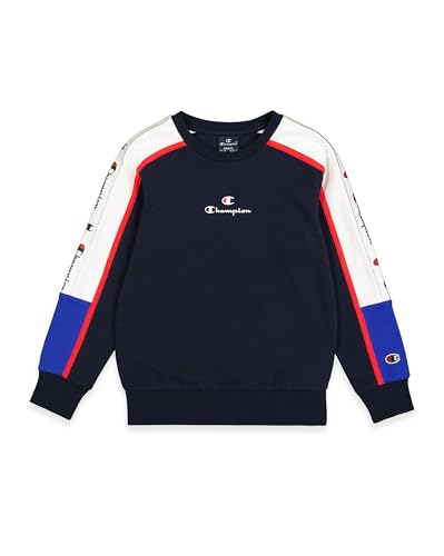 Champion Legacy Retro Sport B (306857) – Ultraleichtes, weiches, kompaktes Fleece-Sweatshirt mit Rundhalsausschnitt, Marineblau/Weiß (NNY/WHT/CRD), 9–10 Jahre (M), Jungen HW24 von Champion