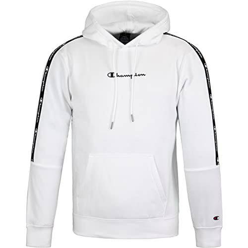 Champion Logo Tape Hoody (M, White) von Champion