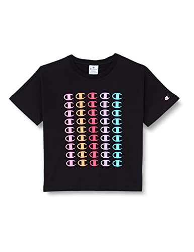 Champion Mädchen Legacy American Classics Boxy S/S Multi-Logo T-Shirt, Schwarz, 13-14 Jahre von Champion