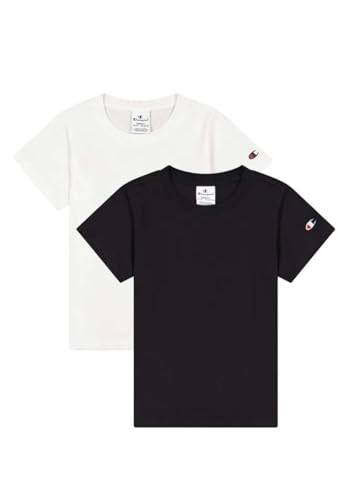 Champion Mädchen Legacy American Classics G-C-Logo S-s 2er Pack Crewneck T-Shirt, weiß/schwarz, 7-8 Jahre von Champion