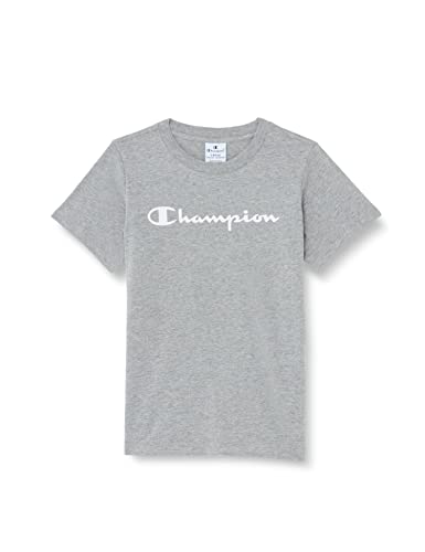 Champion Mädchen Legacy American Classics Regular S/S Logo T-Shirt, Hellgrau meliert, 9-10 Jahre von Champion
