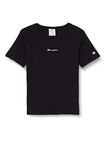 Champion Mädchen Legacy American Classics-Soft Cotton 1x1 Rib Small Logo Boxy S/S T-Shirt, Schwarz, 15-16 Jahre von Champion