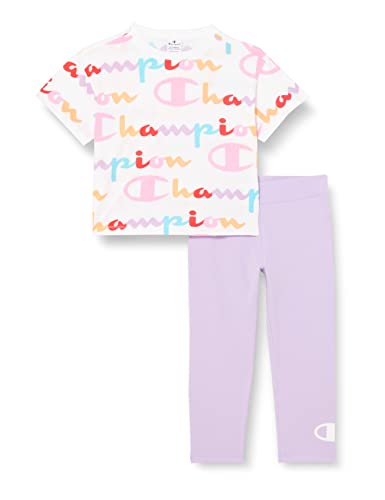 Champion Mädchen Legacy American Classics T-Shirt & Leggings Komplett, (weiß/Lavendel), 3-4 Jahre von Champion