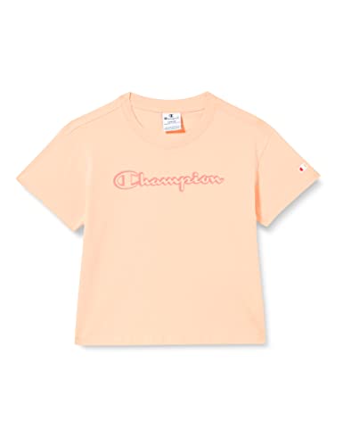 Champion Mädchen Legacy Color Ground Logo Boxy S/S T-Shirt, Flamingo Pink, 7-8 Jahre von Champion