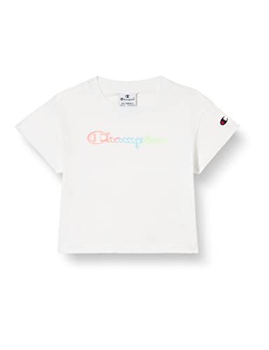 Champion Mädchen Legacy Color Ground Logo Boxy S/S T-Shirt, Weiß, 7-8 Jahre von Champion