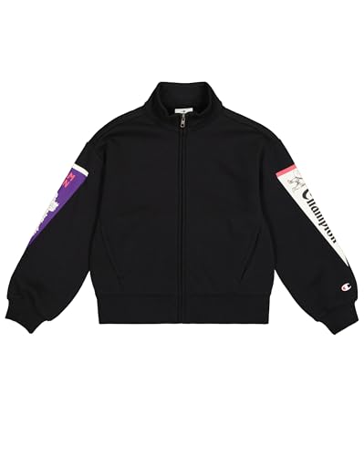 Champion Mädchen Legacy Graphic Shop G (405024) -Ultra-Light Soft Compact Powerblend Fleece Full-Zip Hoodie, Schwarz (Kk001), 15-16 Jahre von Champion