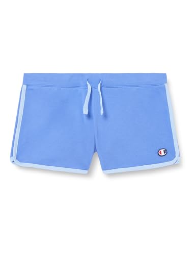 Champion Mädchen Legacy Icons G-Contrast Logo Soft Cotton 1x1 Rib Shorts, Jeansblau/Hellblau, 9-10 Jahre von Champion