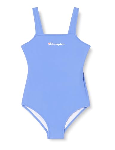 Champion Mädchen Legacy Icons Swimwear G-Matt Nylon Script Logo Badeanzug, Jeansblau, 7-8 Jahre von Champion