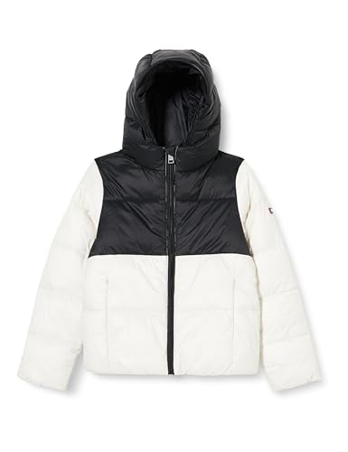 Champion Mädchen Legacy Outdoor G - Light WR Colorblock Hooded Wattierte Jacke, Off White/Nero, von Champion