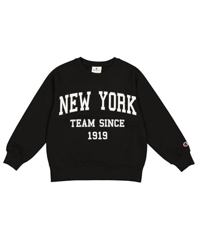 Champion Mädchen Legacy Script Shop G (405044) -Ultra-Light Soft Compact Powerblend Fleece Crewneck & Rib Cuffs Trainingsanzug Kinder, Schwarz (KK001), 7-8 Years von Champion