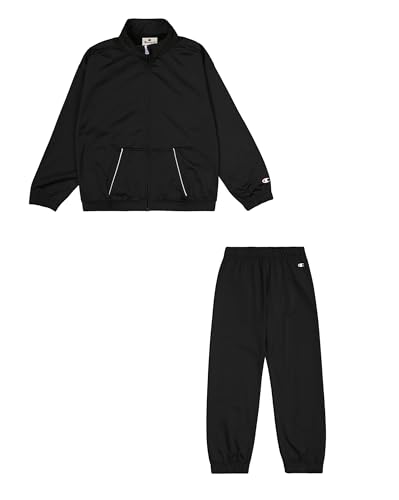 Champion Mädchen Legacy Script Shop G (405048) -Special Polywarpknit Semi-Dull High-Neck Trainingsanzug Kinder, Schwarz (KK001), 7-8 Years von Champion