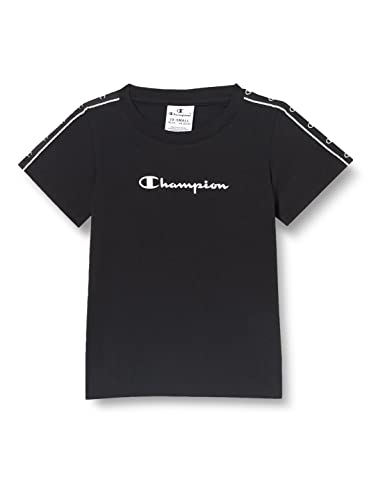 Champion Mädchen Legacy Tape 2.0-S/S T-Shirt, Schwarz, 9-10 Jahre von Champion
