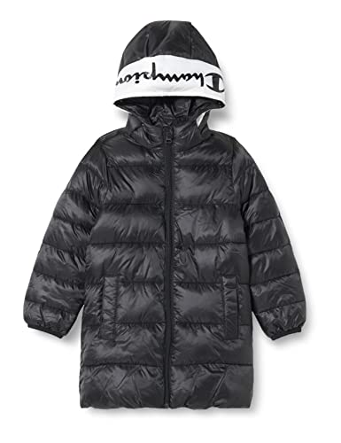 Champion Mädchen Outdoor-Big Logo Hood Jacke, Schwarz, 9-10 Jahre, M von Champion