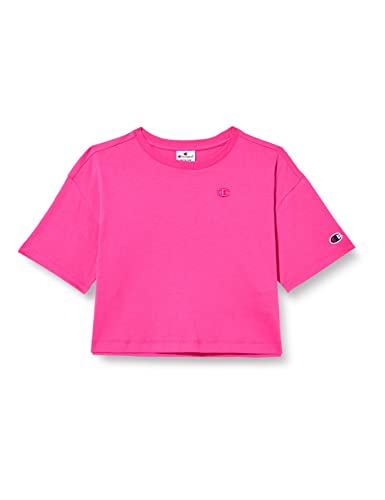 Champion Mädchen Rochester 1919-Champion Logo Oversized Crewneck S-s T-Shirt, Fuchsia (Fpl), 9-10 Jahre von Champion