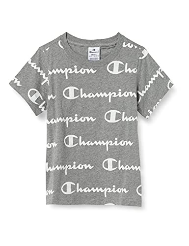 Champion Mädchen Seasonal Ac Logo Allover Crewneck T-shirt T-Shirt, Hellgrau., 15-16 Jahre von Champion