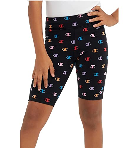 Champion Mädchen und Mädchen Legacy American Classics-All-Over Tight Biker Shorts, Schwarz, 9-10 Jahre von Champion