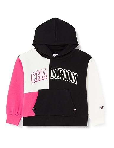 Champion Mädchen und Mädchen Legacy Color Punch G Colorblock Ultralight Powerblend Fleece Kapuzenpullover, Nero/Off White/Fucsia, 15-16 Jahre von Champion