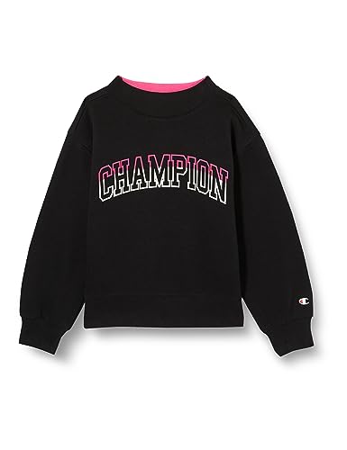 Champion Mädchen und Mädchen Legacy Color Punch G-Ultralight Powerblend Fleece Boxy Crewneck Sweatshirt, Schwarz, 13-14 Jahre von Champion