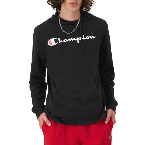 Champion Herren, mittelschwerer, weicher und bequemer T-Shirt-Hoodie Jacke, Schwarze Schrift, X-Large von Champion