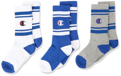 Champion Seasonal Junior C-Logo Frame 3PP Crew Sportsocken, Blau/Weiß/Grau (BS003), 27-30 Unisex - Kinder und Jugendliche, Blau/Weiß/Grau (BS003) von Champion