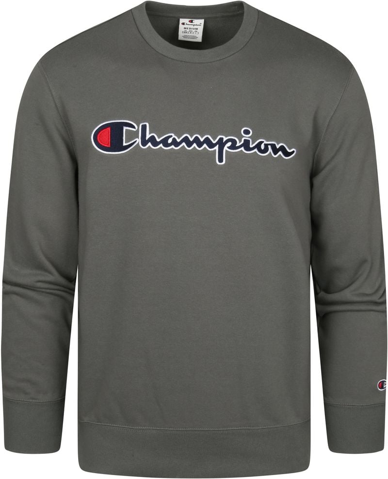 Champion Sweater Script Logo Dunkelgrün - Größe M von Champion