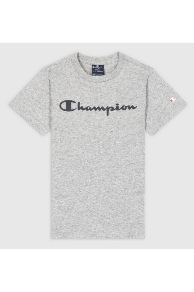 Champion T-Shirt (Baumwolle) Crew mit Logo-Schriftzug hellgrau Jungen von Champion