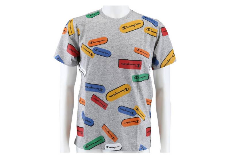 Champion T-Shirt Freizeit (Baumwolle) Allover Logo-Print grau Kinder von Champion