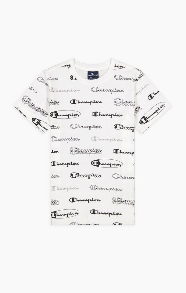 Champion T-Shirt Freizeit (Baumwolle) Allover Script-Print weiss Kinder von Champion
