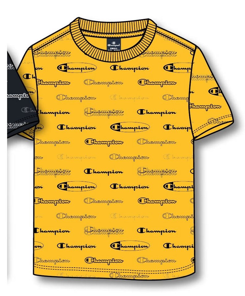 Champion T-Shirt Freizeit (Baumwolle) Allover Script-Print gelb Kinder von Champion