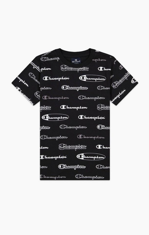 Champion T-Shirt Freizeit (Baumwolle) Allover Script-Print schwarz Kinder von Champion