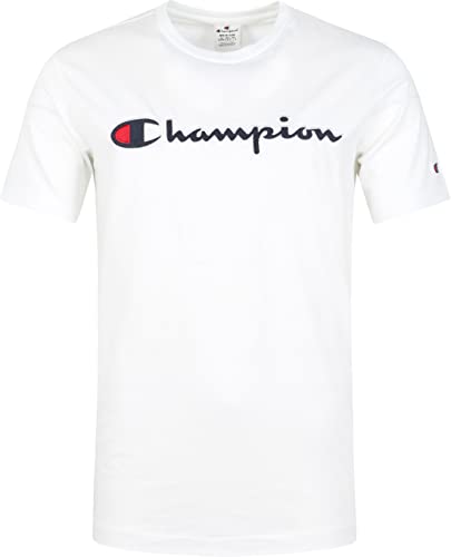 Champion T-Shirt Script Logo Weiß - Grösse M - Herren - Bekleidung - Regular-fit - 217814-WW001-WHT von Champion