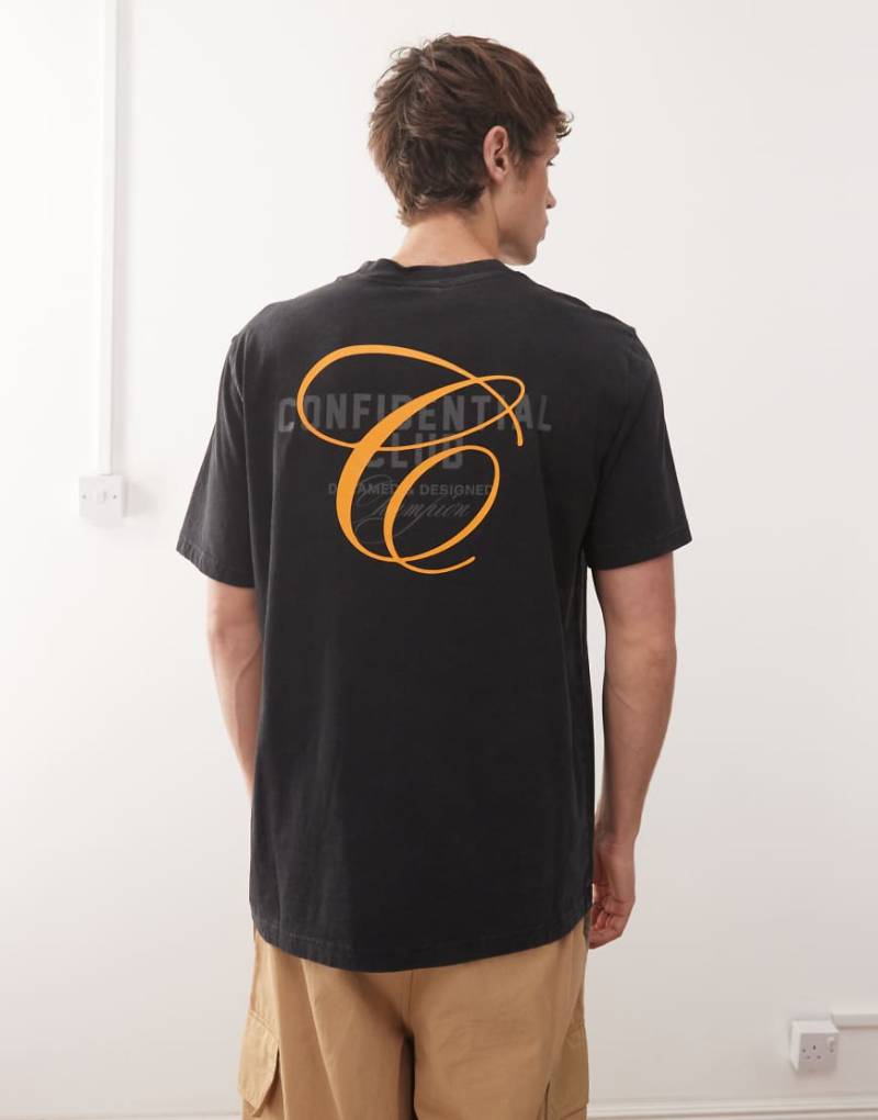 Champion - T-Shirt in Schwarz mit Rundhalsausschnitt und Rückenprint von Champion