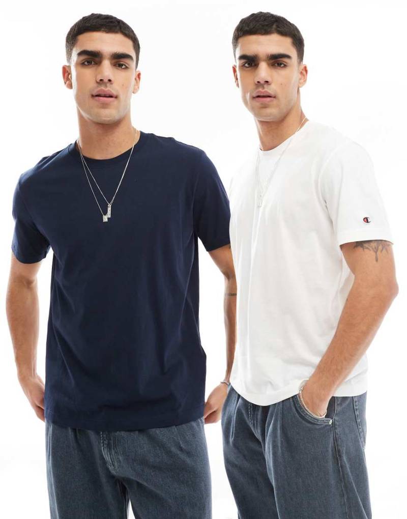 Champion - T-Shirts im 2er-Pack in Weiß und Marineblau-Bunt von Champion
