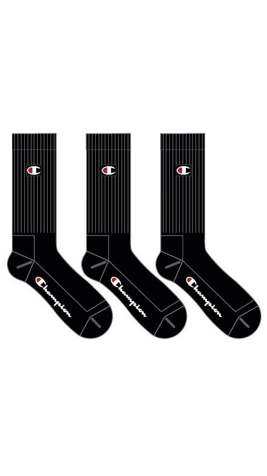 Champion Tennissocken (Baumwolle) Crew C Logo-Print schwarz Herren - 3 Paar von Champion