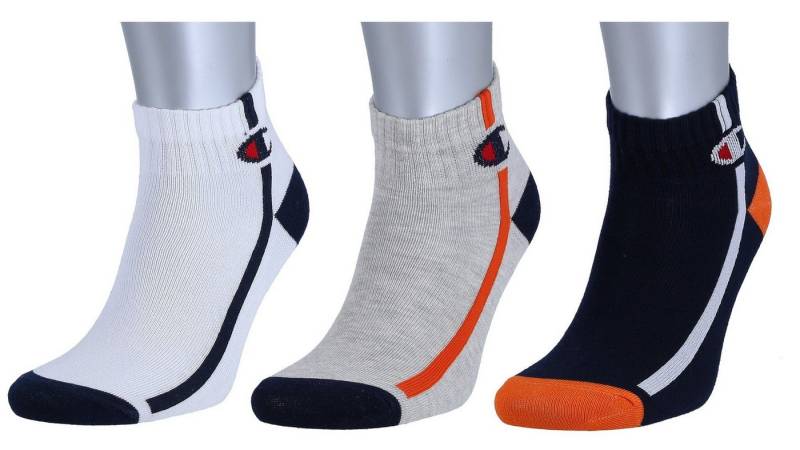 Champion Tennissocken (Baumwolle) Quarter C Logo-Print weiss/grau/navyblau Kinder - 3 Paar von Champion