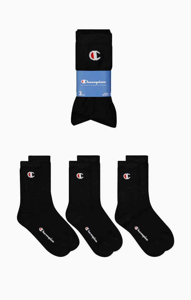 Champion Tennissocken 3 Pack Crew Socks (3-Paar) für sportive Aktivitäten, aus Baumwolle, Polyester und Elasthan von Champion