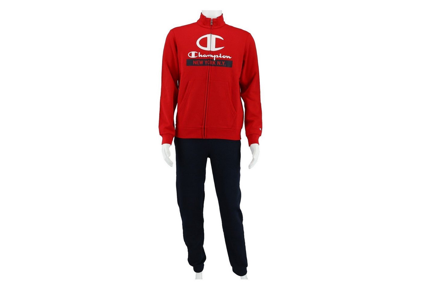 Champion Trainingsanzug (Jacke&Hose aus Baumwolle) mit New York-Logo rot/navyblau Kinder von Champion