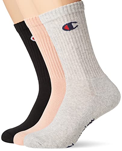 Champion Unisex Core 3PP Crew Füßlinge, Rosa Antico/Grigio Melange Chiaro/Nero, 35-38 (3er Pack) von Champion