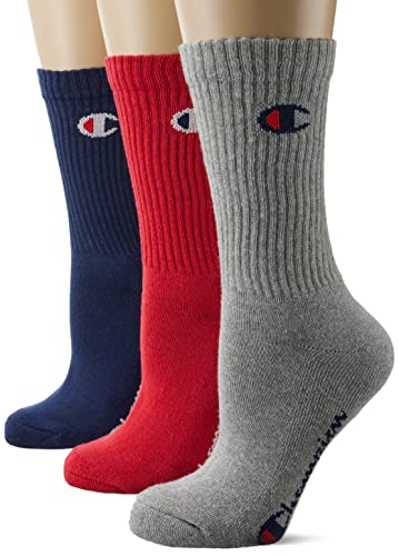 Champion Unisex Core 3PP Crew Innensocken, Multicolore (Rosso/Grigio Melange Chiaro/Blu Marino), 39-42 EU (6-8 UK) (3er Pack) von Champion