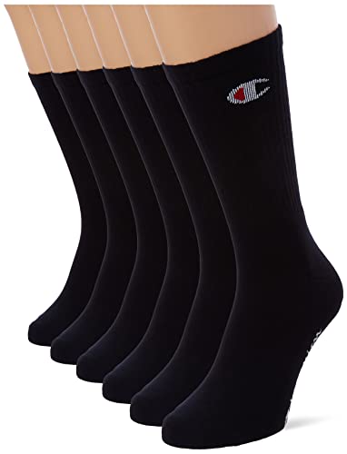 Champion Unisex Socks Basics 6pk Crew Füßlinge, Schwarz, 39-42 EU von Champion