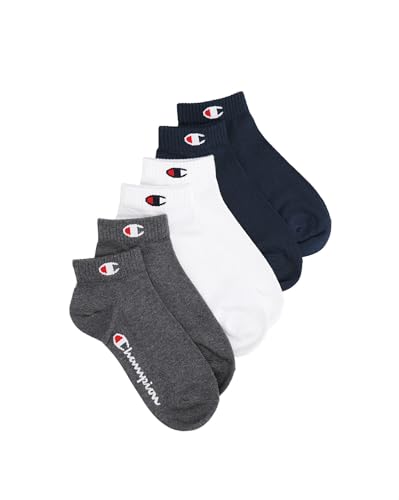 Champion Unisex Basics 6pk Quarter Freizeitsocken, Marineblau, Weiß, Grau, 39-42 EU von Champion
