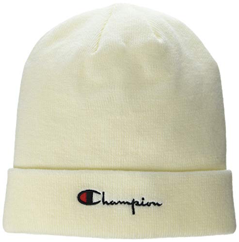 Champion Unisex-Erwachsene Strickmütze Wintermütze Kaltwettermütze Beanie-Mütze, Kreideweiß Vintage Schrift, Einheitsgröße von Champion