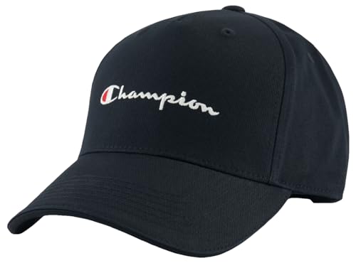 Champion Unisex Icons Accessories-805973 Woven Cotton Twill Script Logo Baseballkappe, Schwarz, One Size von Champion