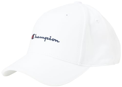 Champion Unisex Icons Accessories-805973 Woven Cotton Twill Script Logo Baseballkappe, Weiß, One Size von Champion