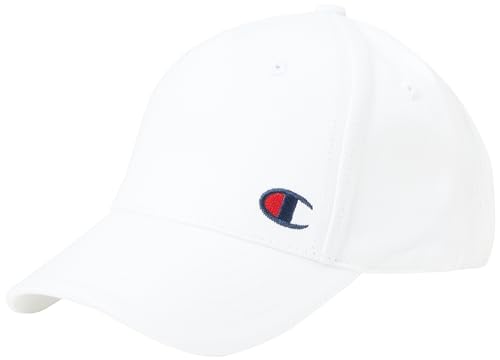 Champion Unisex Icons Accessories-805974 Woven Cotton Twill C-Logo Baseballkappe, Weiß, One Size von Champion