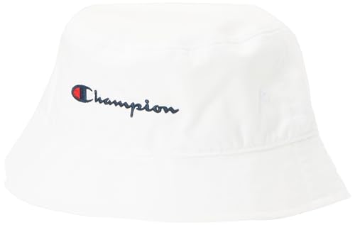 Champion Unisex Icons Accessories-805975 Woven Cotton Twill Small Script Logo Fischerhut, Weiß, M/L von Champion